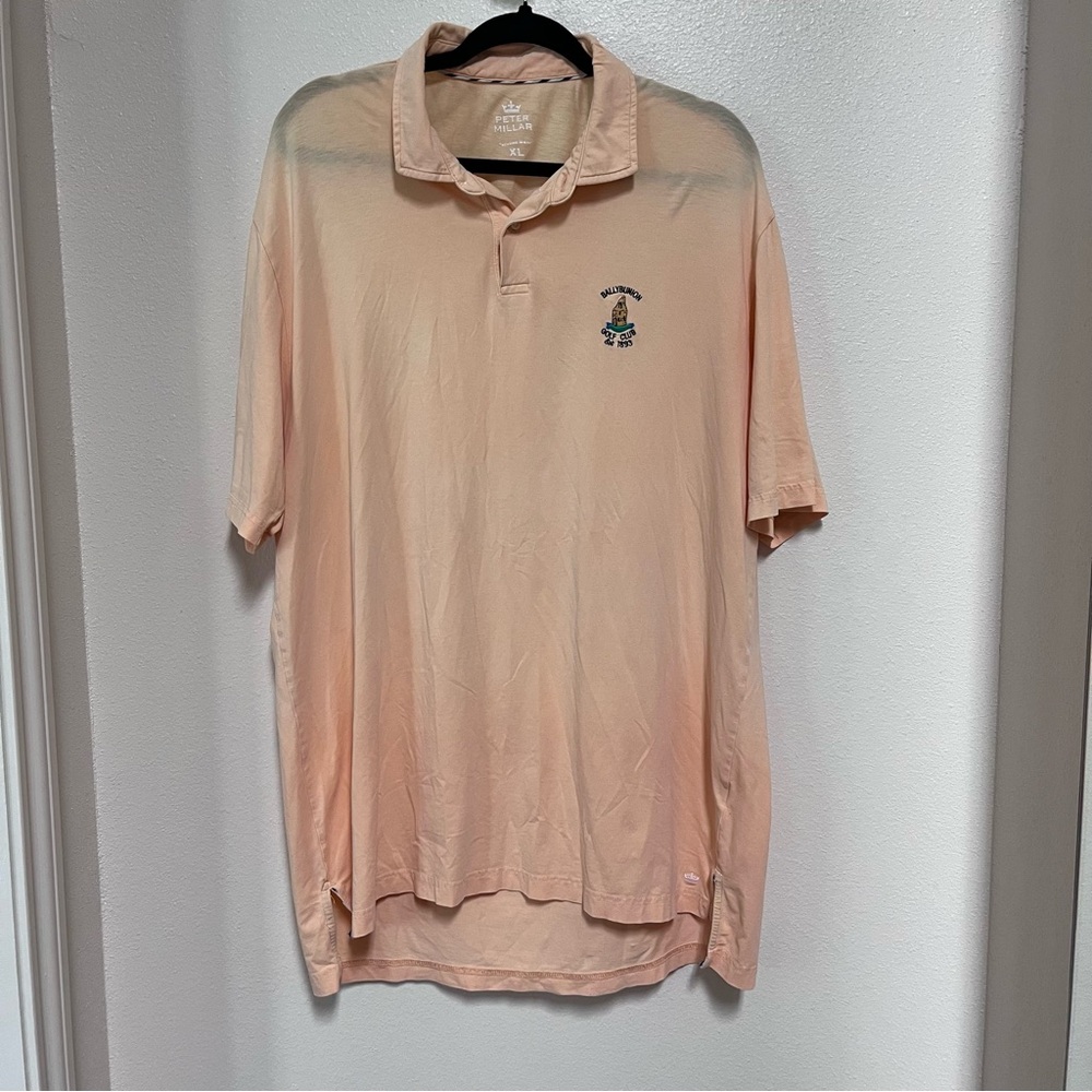 Peter Millar XL BallyBunion Golf Polo Shirt Men’s Peach Cotton/ Elastane *READ*